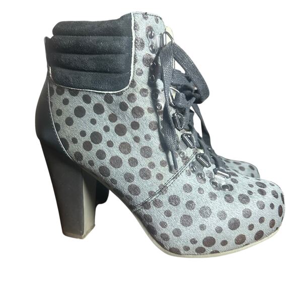 Lola Ramona Angie boot leather Cow hair grey and black animal print eu 38 us 7.5 - Picture 1 of 11